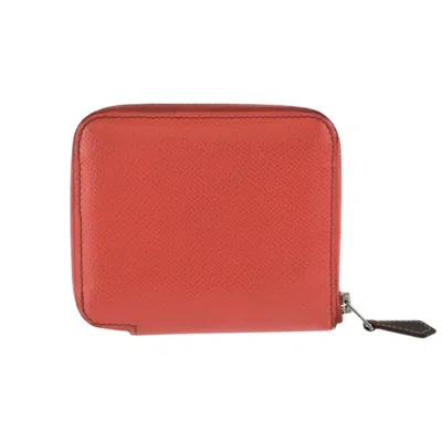 Pre-owned Hermes Orange Rose Jaipur Epsom Leather Coin Purse/coin Case () In Orange, Rose Jaipur