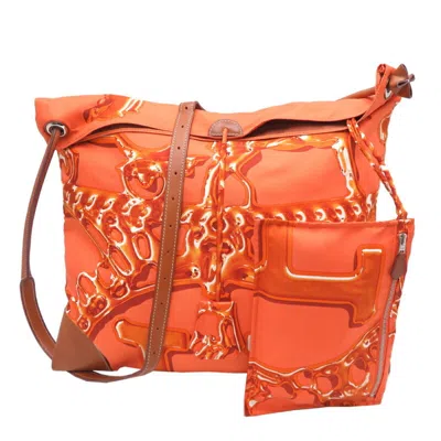 Pre-owned Hermes Orange Silk Shoulder Bag ()