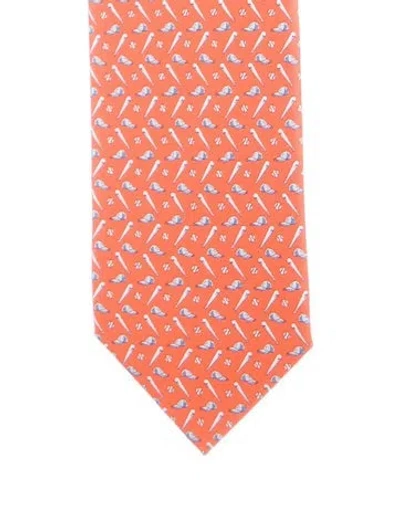 Pre-owned Hermes Orange Silk Tie