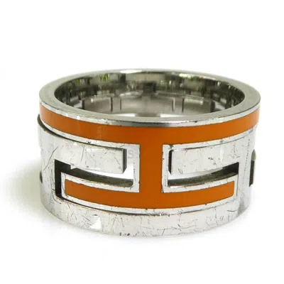 Pre-owned Hermes Orange Silver Silver 925 Band Ring ()