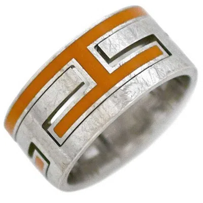 Pre-owned Hermes Orange Silver Silver 925 Band Ring ()