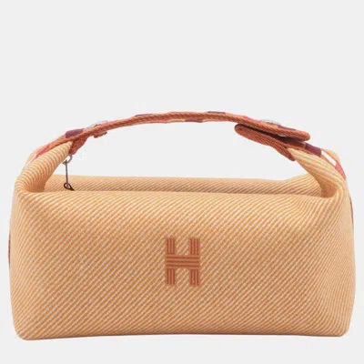 Pre-owned Hermes Orange Small Wool Bride A Brac Au Carre Case