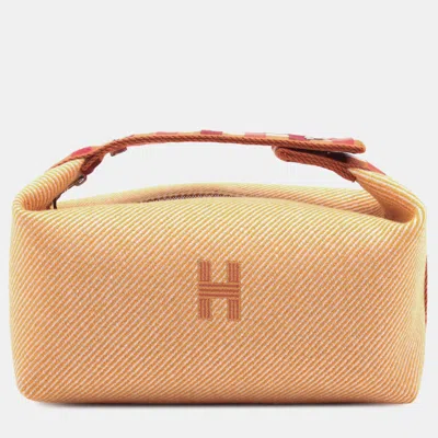 Pre-owned Hermes Orange Small Wool Bride A Brac Au Carre Case