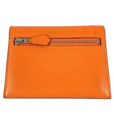 Pre-owned Hermes Orange Swift Leather Wallet (bi-fold) ()