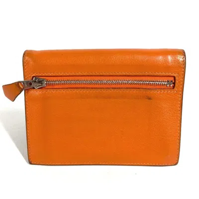 Pre-owned Hermes Orange Swift Leather Wallet (bi-fold) ()
