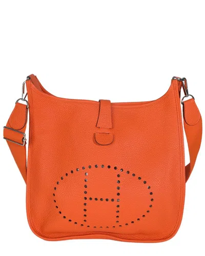 Pre-owned Hermes Hermès Orange Taurillon Clemence Evelyne Iii Gm Phw (authentic Pre-loved)