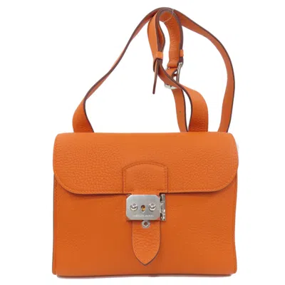 Pre-owned Hermes Orange Taurillon Clemence Leather Shoulder Bag ()