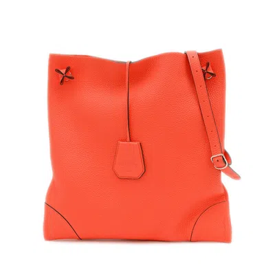 Pre-owned Hermes Orange Taurillon Clemence Leather Shoulder Bag ()