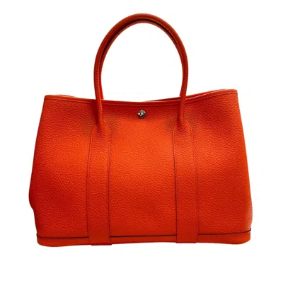 Pre-owned Hermes Orange Taurillon Clemence Leather Tote Bag ()