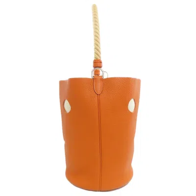 Pre-owned Hermes Orange Taurillon Clemence Leather Tote Bag ()