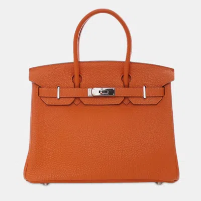 Pre-owned Hermes Orange Togo Birkin Retourne 30