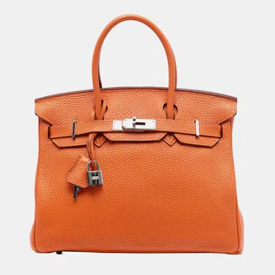 Pre-owned Hermes Orange Togo Birkin Retourne 30