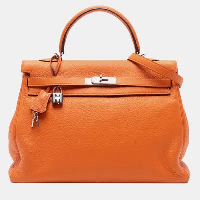 Pre-owned Hermes Orange Togo Kelly Ii Retourne 35