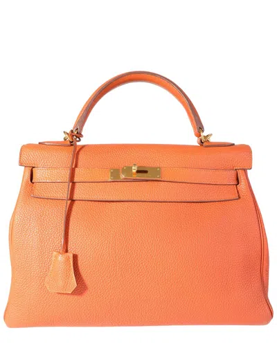 Pre-owned Hermes Hermès Orange Togo Retourne Kelly 32 Ghw (authentic Pre-loved)