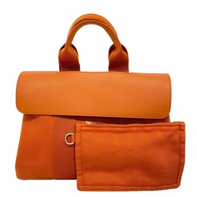 Pre-owned Hermes Orange Toile Chevron Tote Bag ()