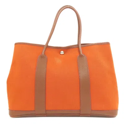 Pre-owned Hermes Orange Toile H Tote Bag ()