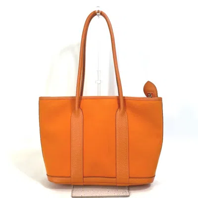Pre-owned Hermes Orange Toile Officier Shoulder Bag Tote Bag ()