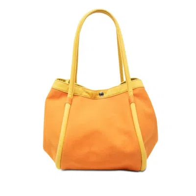 Pre-owned Hermes Orange Yellow Canvas Shoulder Bag Tote Bag ()