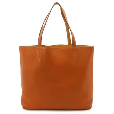 Pre-owned Hermes Orange Yellow Taurillon Clemence Leather Tote Bag () In Orange, Yellow