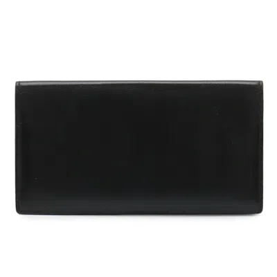 Pre-owned Hermes Osaka Black Box Calf Leather Long Wallet (bi-fold) ()