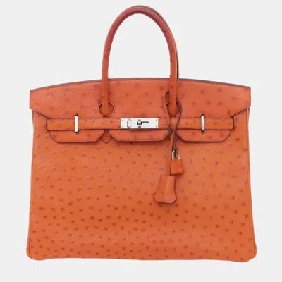 Pre-owned Hermes Ostrich Birkin 35 Bag In Orange