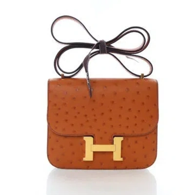 Pre-owned Hermes Ostrich Constance 18 In Brown