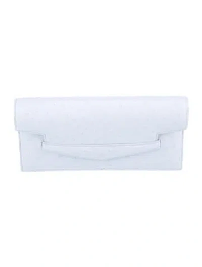 Pre-owned Hermes Ostrich Faco Elan Clutch In White