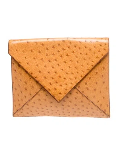 Pre-owned Hermes Ostrich Liddy Clutch In Neutrals