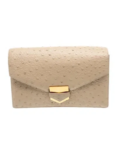 Pre-owned Hermes Ostrich Pan Clutch In Neutral