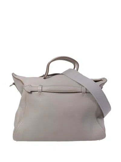 Pre-owned Hermes Oxer Leather Two-way Handbag In Gray