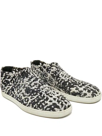 Pre-owned Hermes Oxygène Woven Silk Sneakers In Black