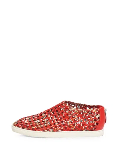 Pre-owned Hermes Oxygène Woven Sneakers In Red