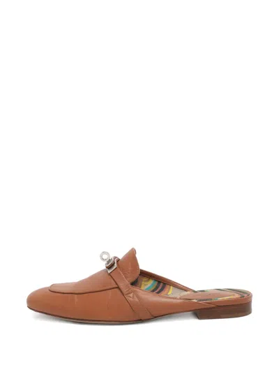 Pre-owned Hermes oz Flat Mules In Brown