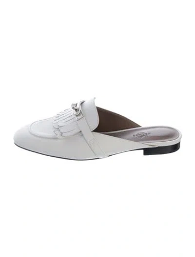 Pre-owned Hermes oz H Logo Loafers In Silver
