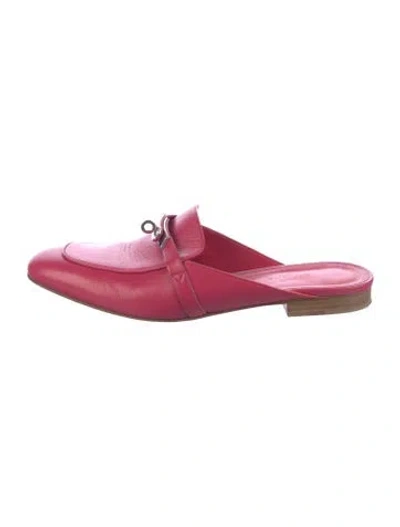 Pre-owned Hermes oz H Logo Mules In Pink