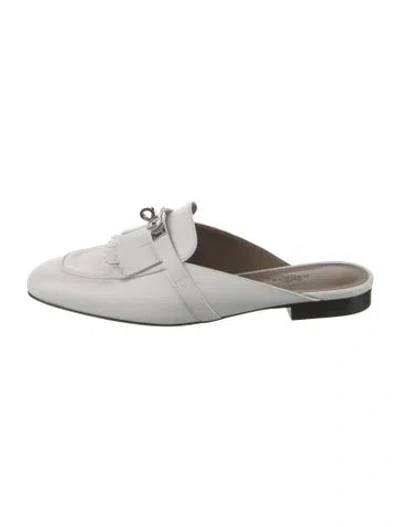 Pre-owned Hermes oz H Logo Mules In White