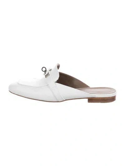 Pre-owned Hermes oz Leather Loafers In White