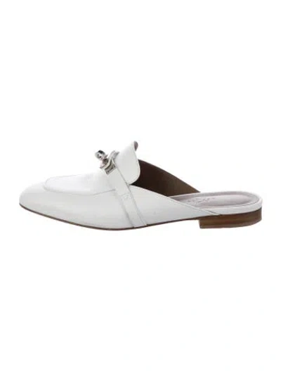Pre-owned Hermes oz Leather Loafers In White