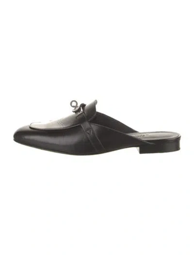Pre-owned Hermes oz Leather Mules In Black