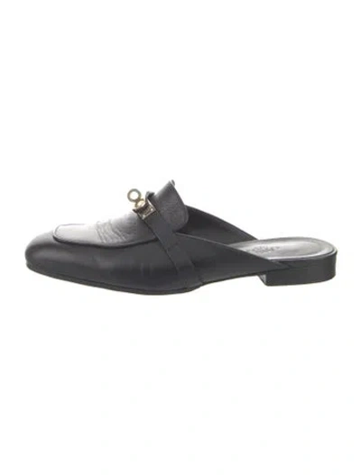 Pre-owned Hermes oz Leather Mules In Black