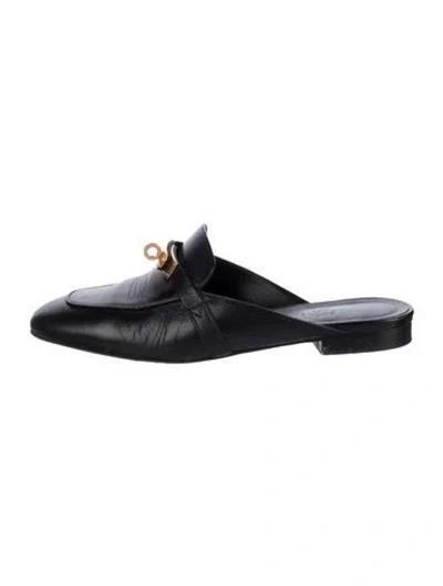 Pre-owned Hermes oz Leather Mules In Black