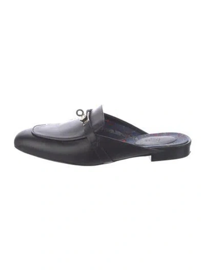 Pre-owned Hermes oz Leather Mules In Black