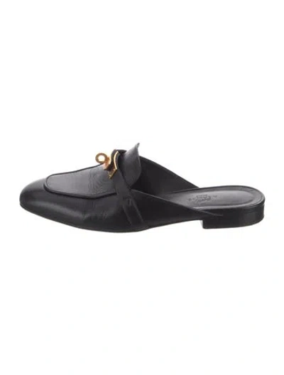 Pre-owned Hermes oz Leather Mules In Black