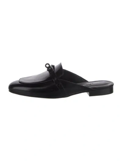 Pre-owned Hermes oz Leather Mules In Black