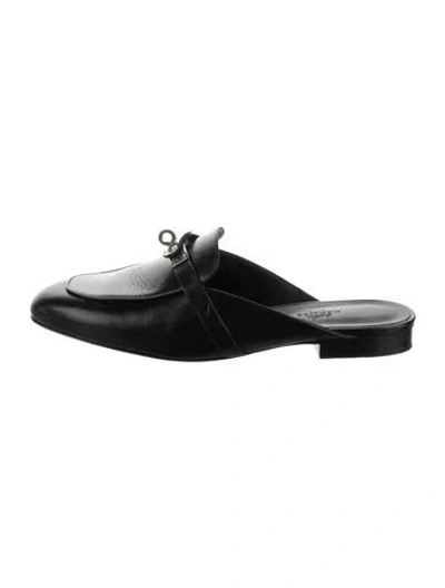 Pre-owned Hermes oz Leather Mules In Black