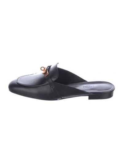 Pre-owned Hermes oz Leather Mules In Black