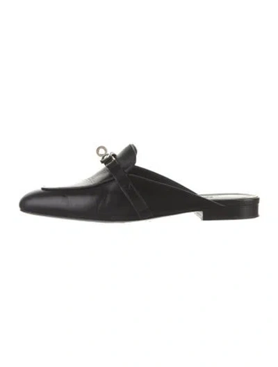 Pre-owned Hermes oz Leather Mules In Black
