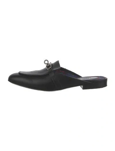 Pre-owned Hermes oz Leather Mules In Black