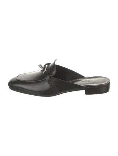 Pre-owned Hermes oz Leather Mules In Black