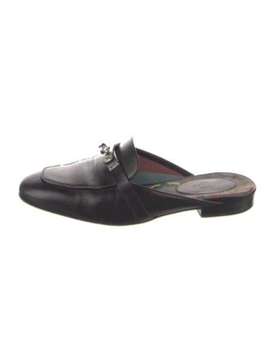 Pre-owned Hermes oz Leather Mules In Black